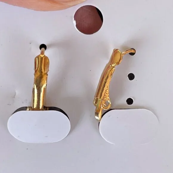 Dangling Gold-Plated Earrings w/Aqua and Clear Rhinestone Accents by Jin na la - Picture 5 of 7